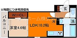 D-ROOM深草小久保町B 2階1LDKの間取り