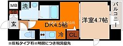 プラシード京都 6階1DKの間取り