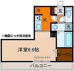 Cozy Cote 上鳥羽 3階1Kの間取り