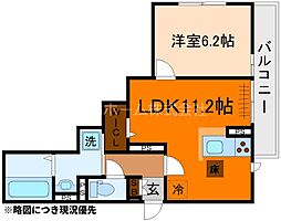 ソラーナ 1階1LDKの間取り