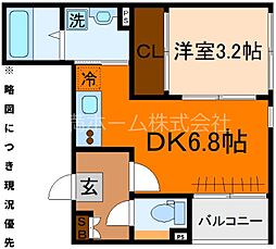 レジデンス藤 2階1DKの間取り