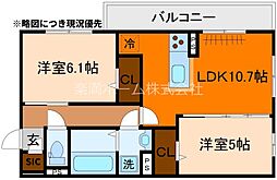 仮称）右京区嵯峨野芝野町ハイツ 2階2LDKの間取り