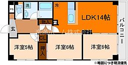 サウスビン 5階3LDKの間取り