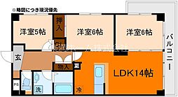 サウスビン 5階3LDKの間取り