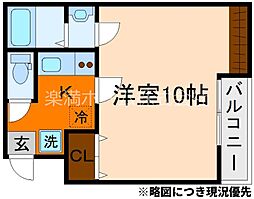 EN西ノ京二条 3階1Kの間取り