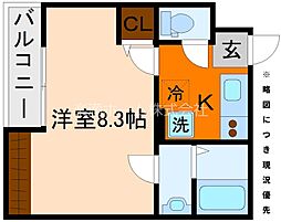 EN西ノ京二条 3階1Kの間取り