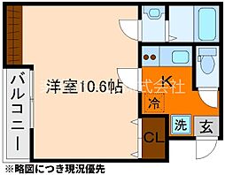EN西ノ京二条 2階1Kの間取り