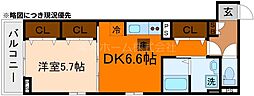 ヒカルサ京都梅津東 1DKの間取図画像