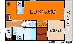 アイル京都山科 1LDKの間取図画像