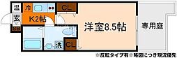 フォース二条城東 1Kの間取図画像