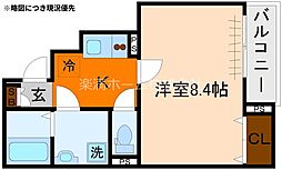 京都市北区紫竹栗栖町アパート 1Kの間取図画像