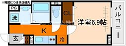 ヒカルサ京都大宮中林II 1Kの間取図画像