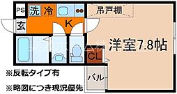 フラッティ堀川高辻 1階1Kの間取り