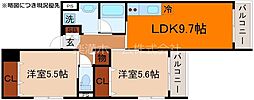 サクシード伏見駅南 5階2LDKの間取り