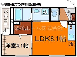 F asecia Canale 3階1LDKの間取り