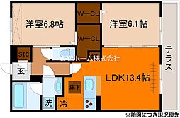 Bnext　嵯峨 1階2LDKの間取り