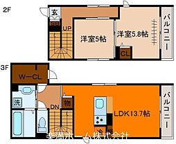 阪急京都本線 大宮駅 徒歩9分の賃貸アパート 3階2LDKの間取り