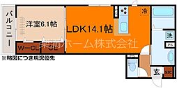 アイル京都八条 3階1LDKの間取り