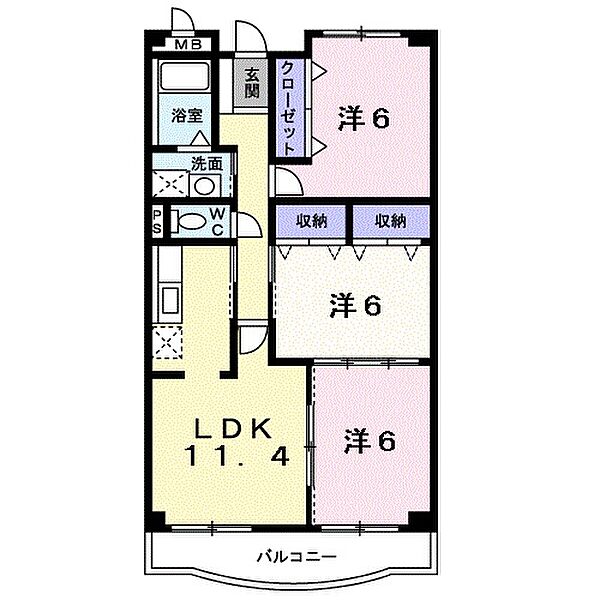 エムエフ　キングダム 202｜岐阜県岐阜市萱場南１丁目(賃貸マンション3LDK・2階・67.66㎡)の写真 その2