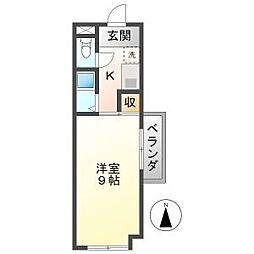 スカイレジデンス 1Kの間取図画像