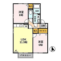 カトルセゾン 2LDKの間取図画像