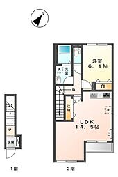 バーラム 1LDKの間取図画像