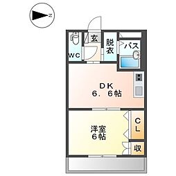 ぷるぷる 1DKの間取図画像
