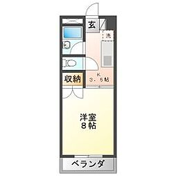 コーポ岐北 1Kの間取図画像