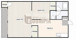 ナカシマビル 2DKの間取図画像