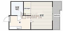 ドーム・エル 1Kの間取図画像