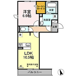 リバーパーク 1LDKの間取図画像