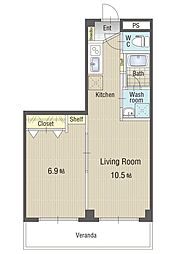 U・TOPIA60 1LDKの間取図画像