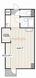 アカディーム 1Kの間取図画像