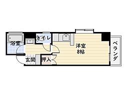エクステンド加治屋 2階ワンルームの間取り