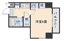 トーカンキャステール交通局前 11階1Kの間取り