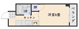 ブリリアンス新屋敷 3階1Kの間取り