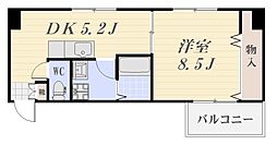 チセンビル 2階1DKの間取り