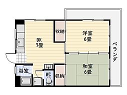 ＭＳＤビル 6階2DKの間取り