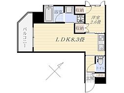 コートフェリア 6階1LDKの間取り