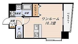 コスモガーデン鴨池 7階ワンルームの間取り