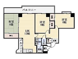 アーバンシャトー加治屋 6階3LDKの間取り