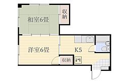 ヨシミツビル 2階2DKの間取り