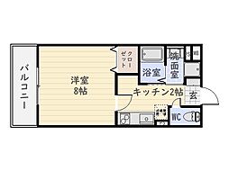 コスモガーデンみずほ 3階1Kの間取り