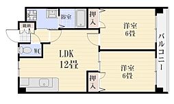 ビューポイント武B棟 2LDKの間取図画像