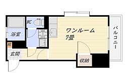 シャングリラロイヤルシティ高麗II 4階ワンルームの間取り