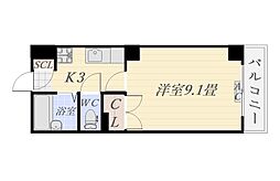 ロイヤルパレス松原 7階1Kの間取り