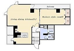 ペルセ天文館 14階1LDKの間取り