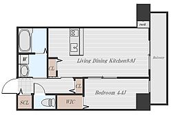 フォレストテラス 0802 8階1LDKの間取り