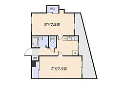 ダルメシアン下竜尾 2Kの間取図画像