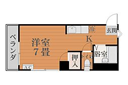 サンライズBLD ワンルームの間取図画像